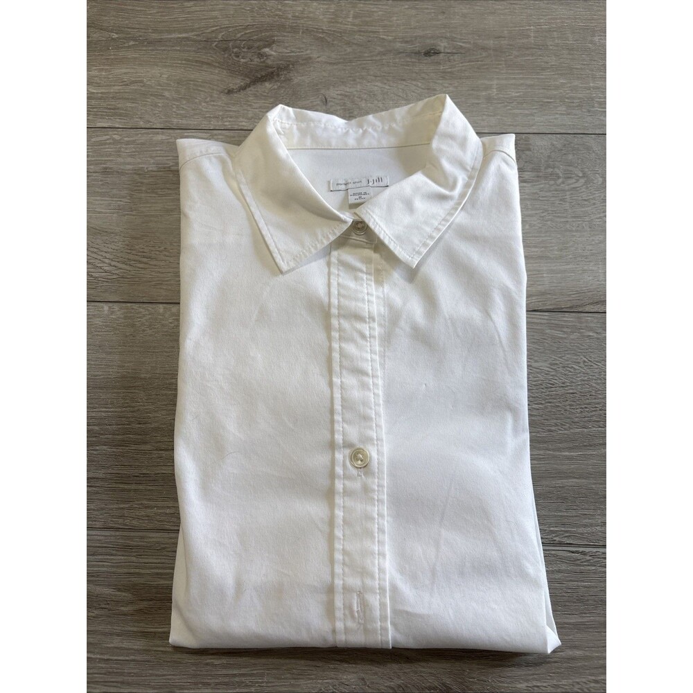 J. Jill. Perfect Shirt Ivory Button Front Cuff Cotton-Blend Women's Petite M